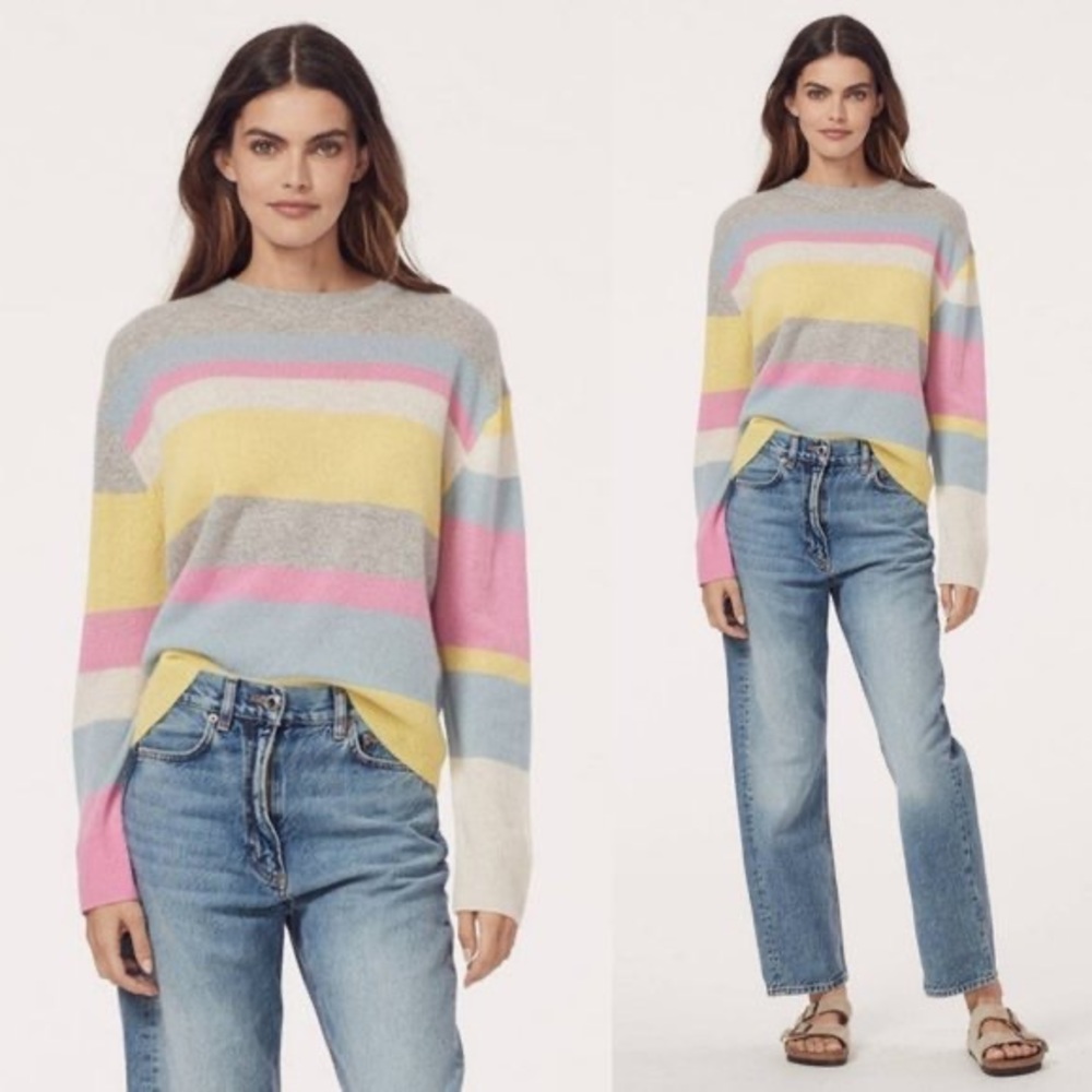 360CASHMERE LUCILLE STRIPED CREW SWEATER SIZE M NWT